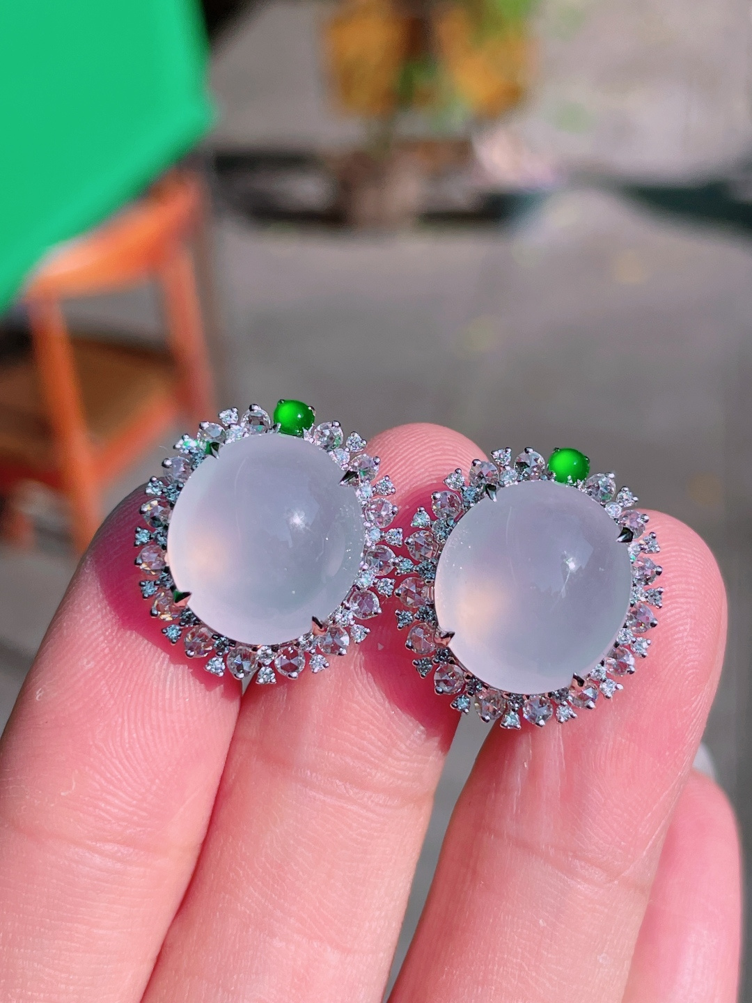 ️高冰蛋面耳钉 晶莹剔透，新颖时尚，品相，14-13