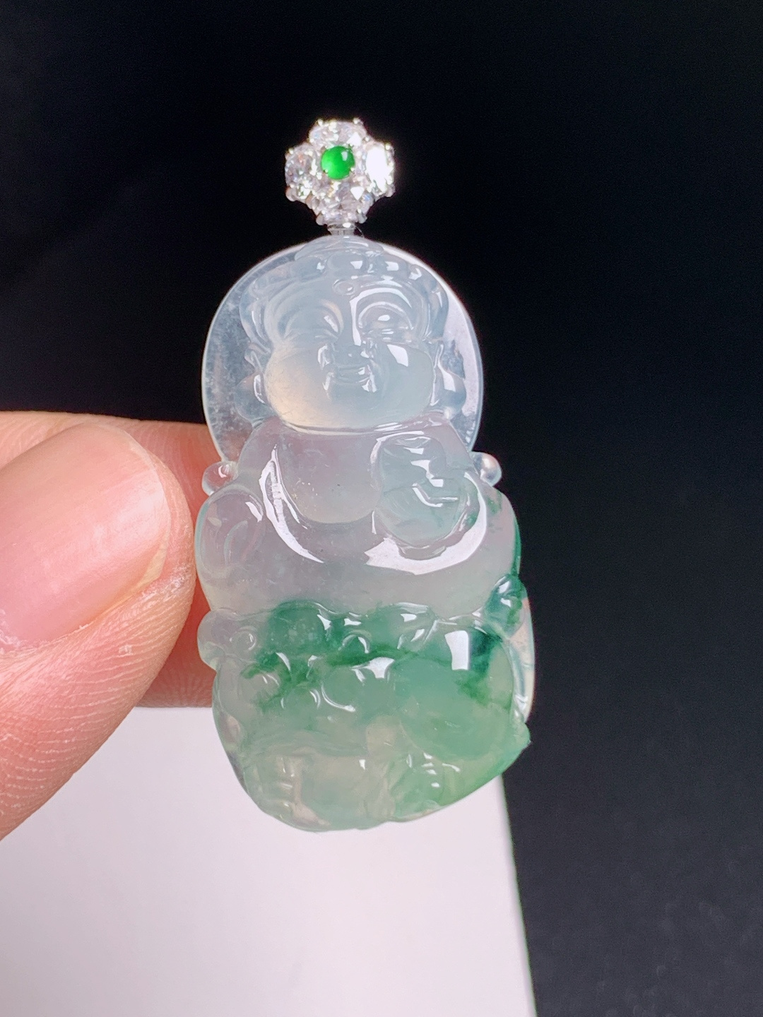 ️ 冰种飘花宝宝观音吊坠，清透起光，雕工讨喜，福慧安康