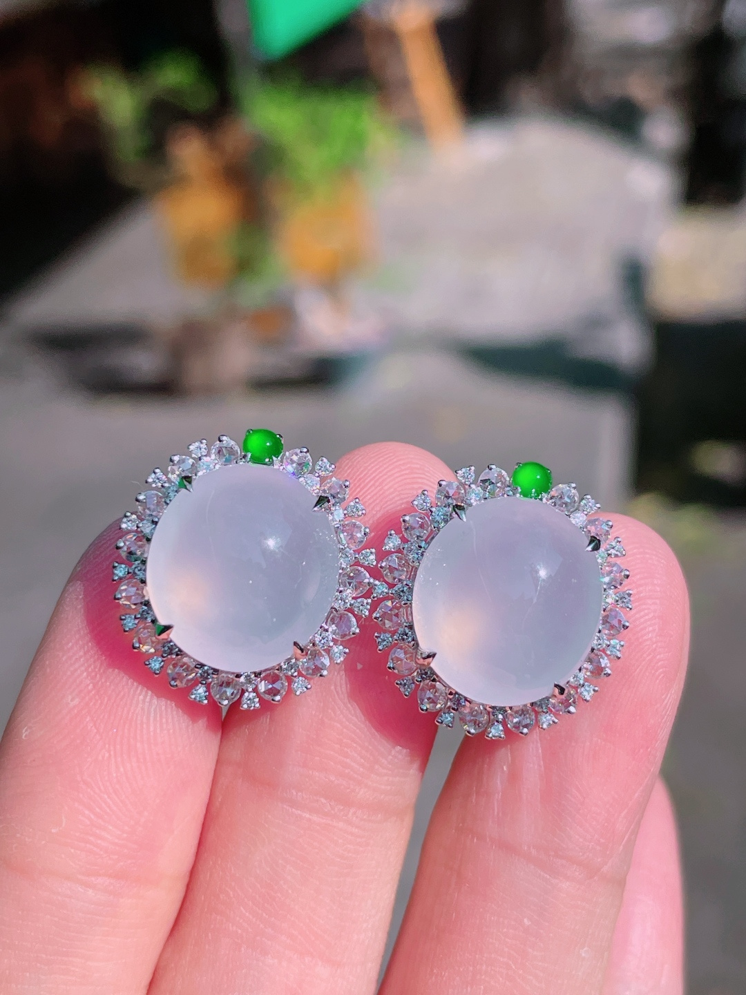 ️高冰蛋面耳钉 晶莹剔透，新颖时尚，品相，14-13