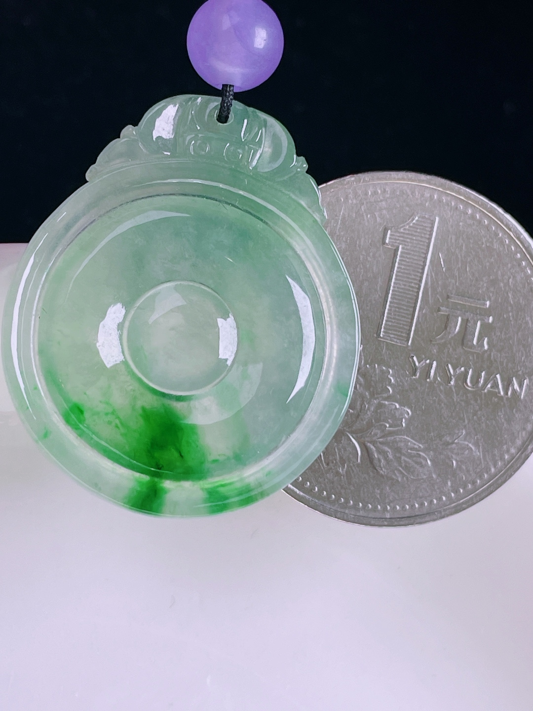 冰绿福贝，老种起光，细底通透，尺寸：28.4/23.8/3.3mm0809