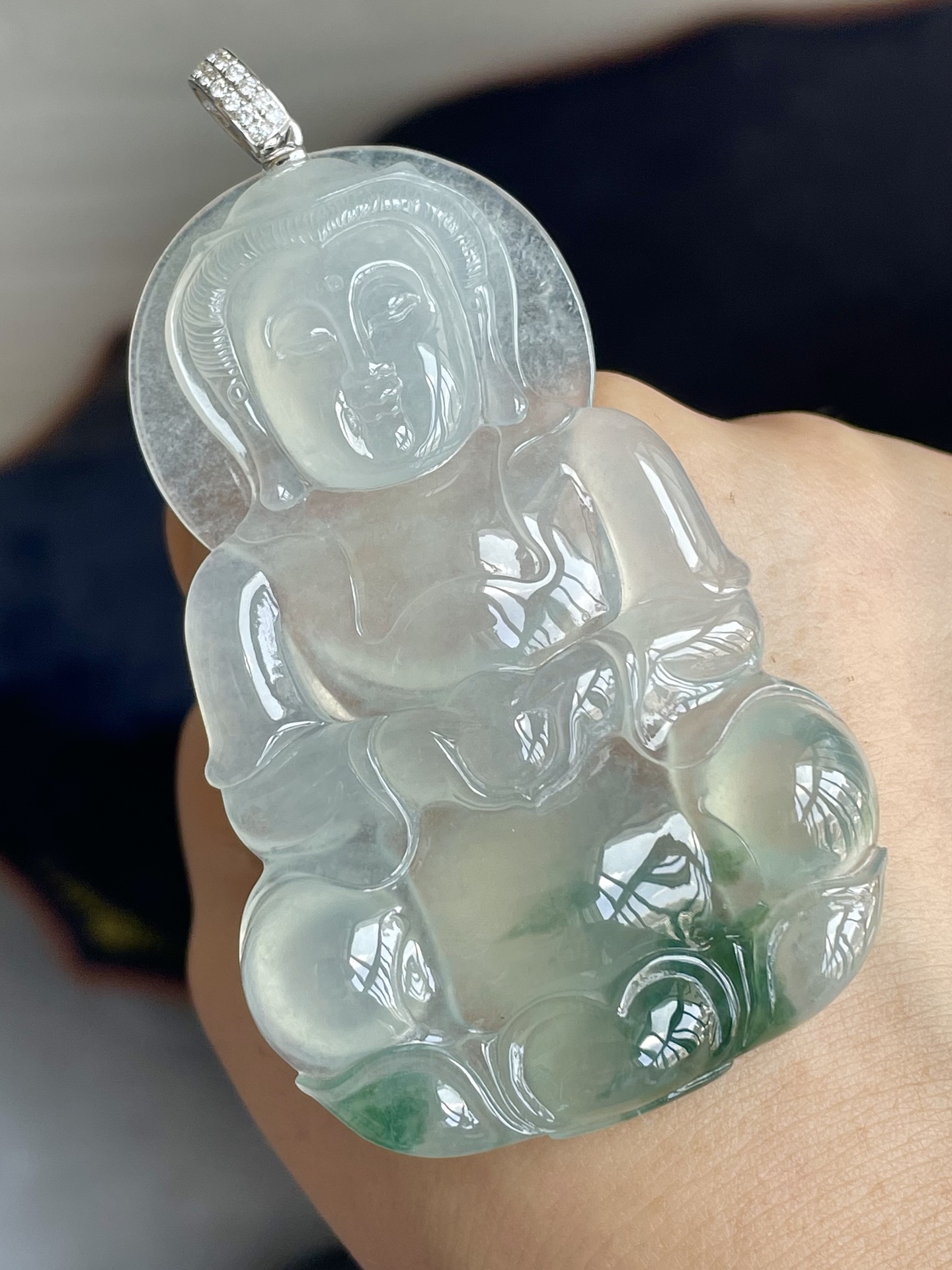 ️高冰飘花观音，无裂，水头足，尺寸70/44.8/8，编号810