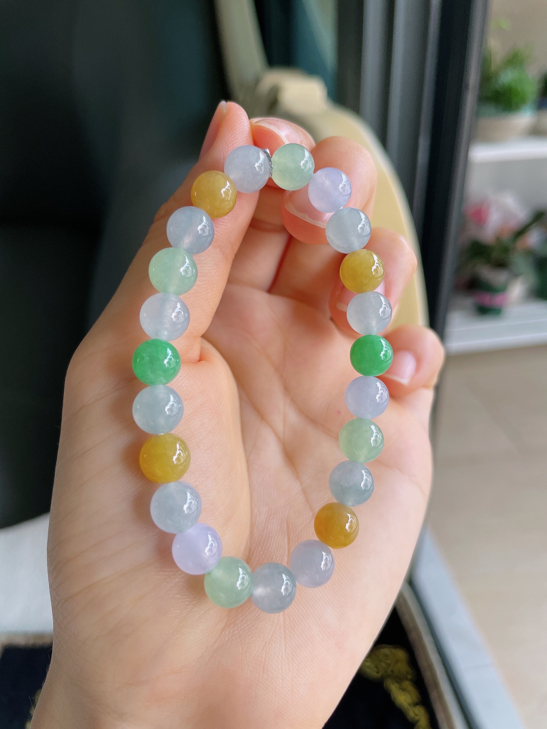 实，缅甸天然翡翠A货，冰多宝手串，尺寸：7.8mm。【编4303】