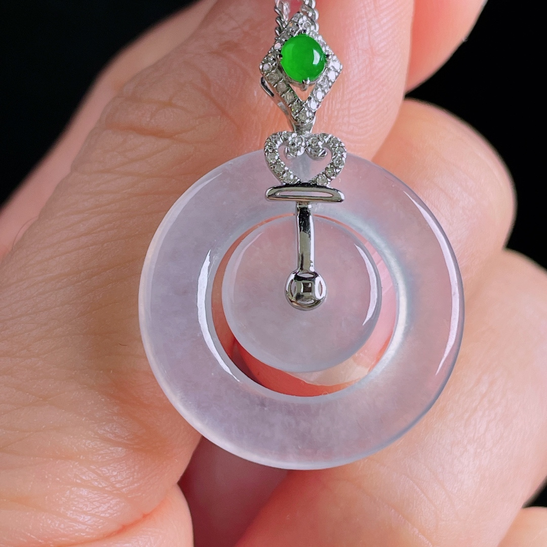 ️高冰母子扣，老种起光，细底通透，尺寸：32.6裸石23/3.4mm0810