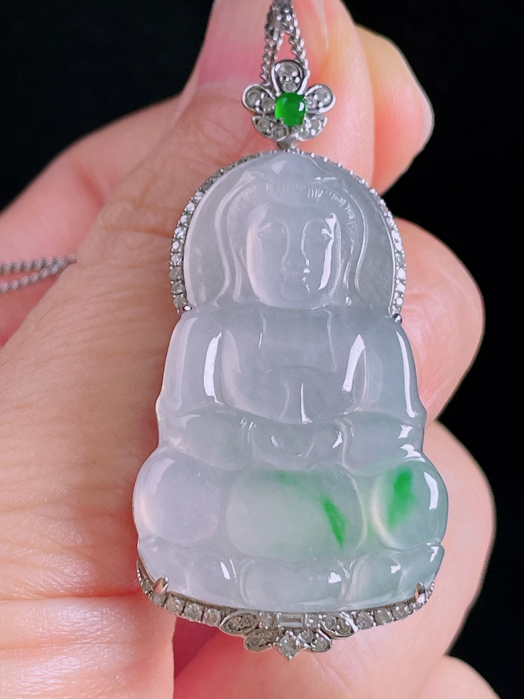 ️冰绿观音，老种起光，细底通透，尺寸：47.2/23.2/7.5裸石34.5/23.2/4mm08