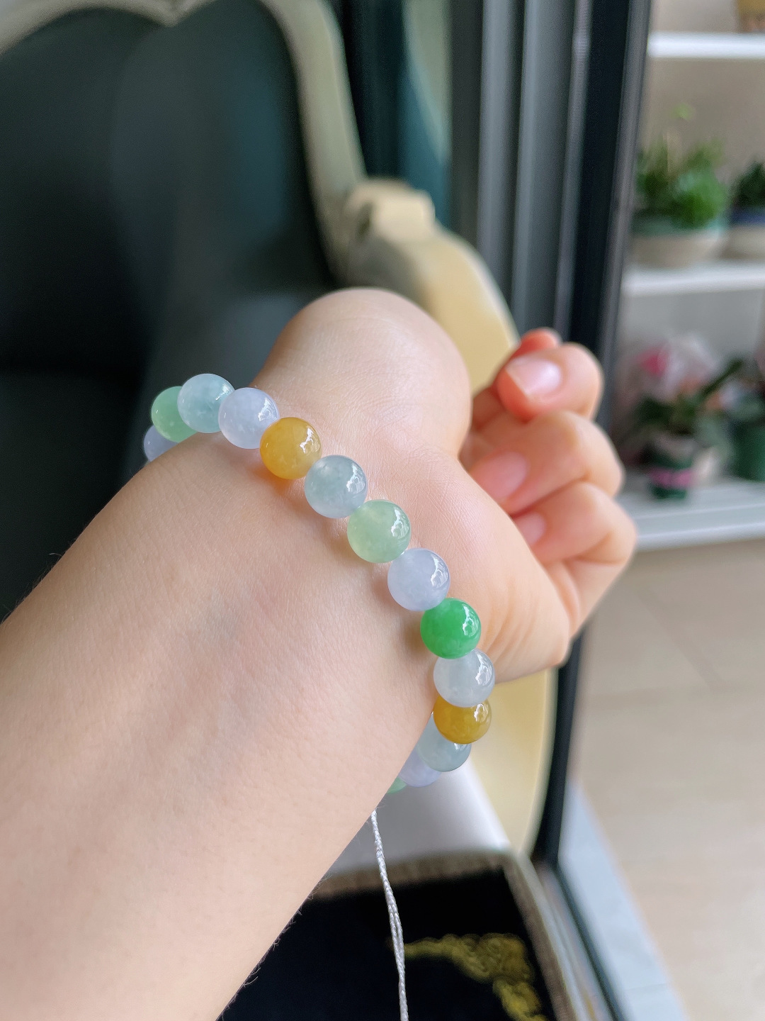 实，缅甸天然翡翠A货，冰多宝手串，尺寸：7.8mm。【编4303】