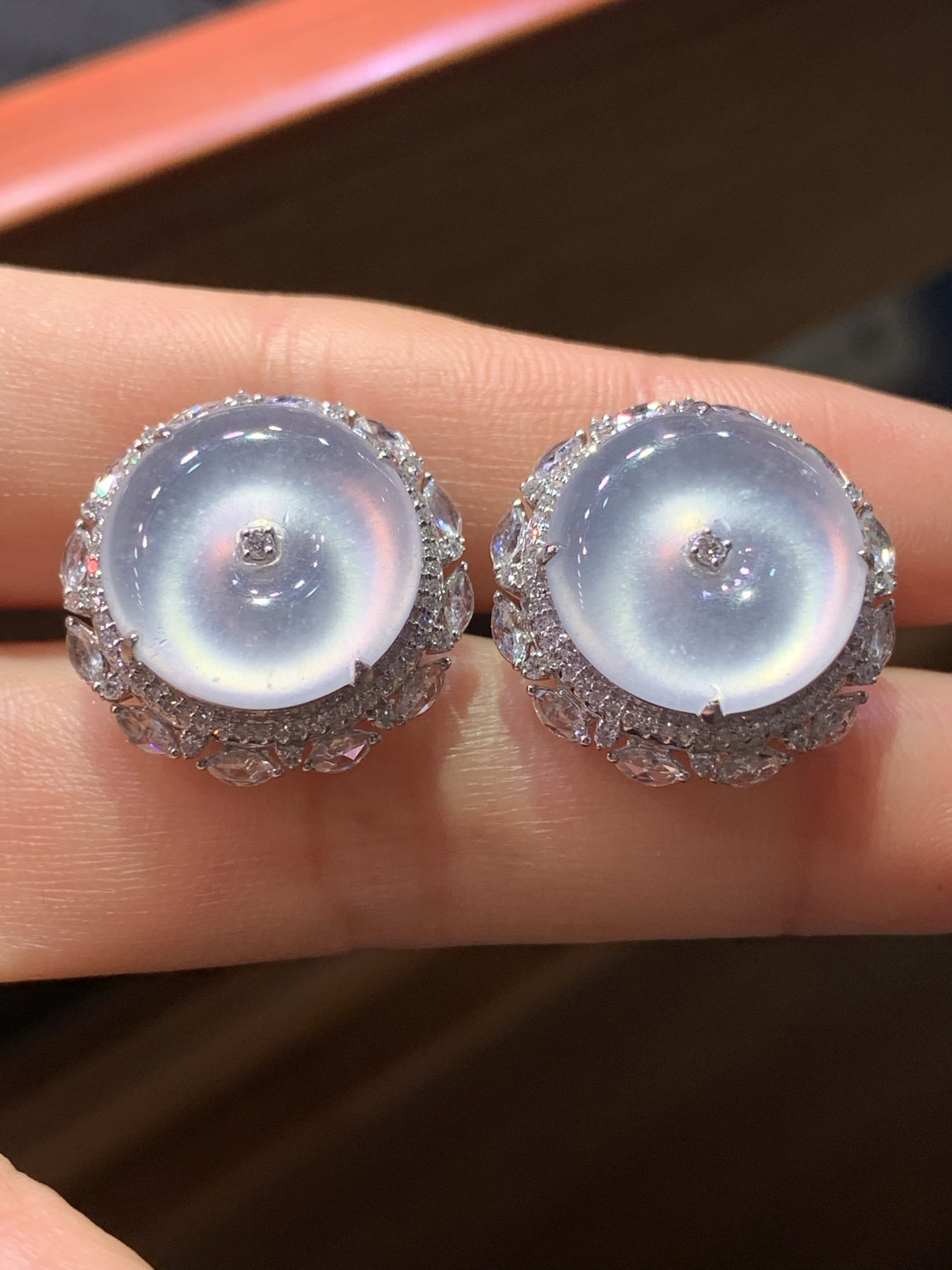 ️ 玻璃种起光大平安扣耳钉