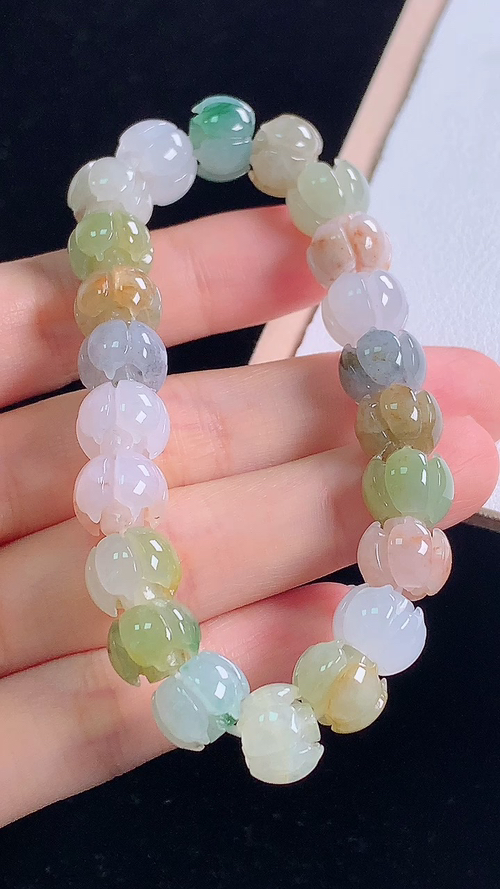 ️多彩莲花手链，尺寸:10.3-7.8mm 7