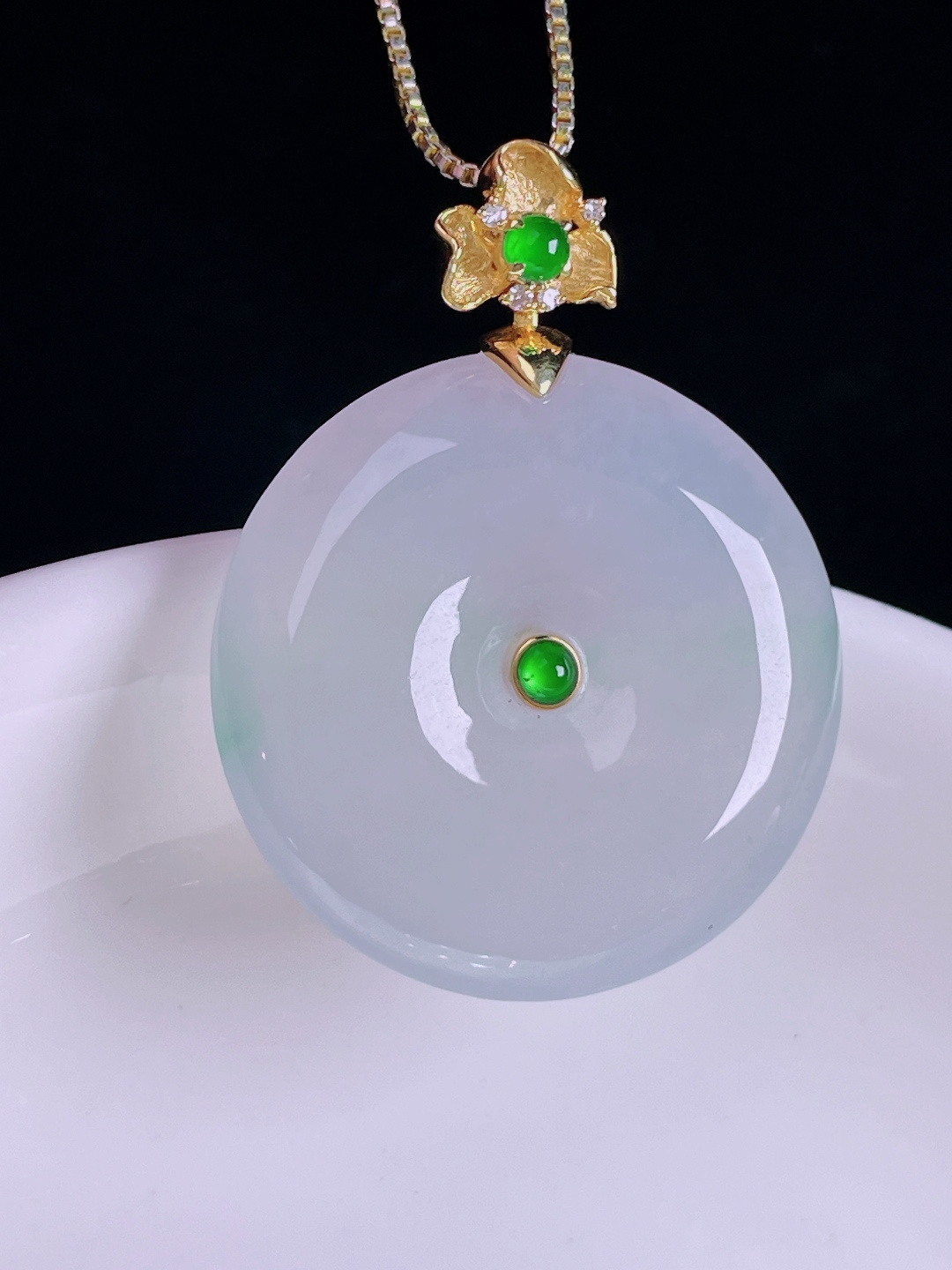 ️冰种平安扣，老种起光，细底通透，尺寸：32.8裸石25/6mm0810