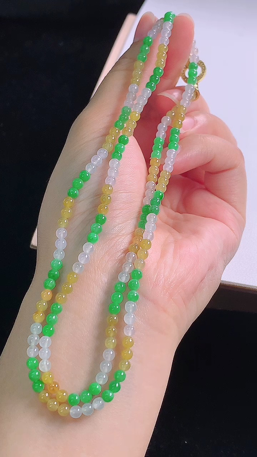 ️三彩项链，尺寸:3.5-3.5mm 8