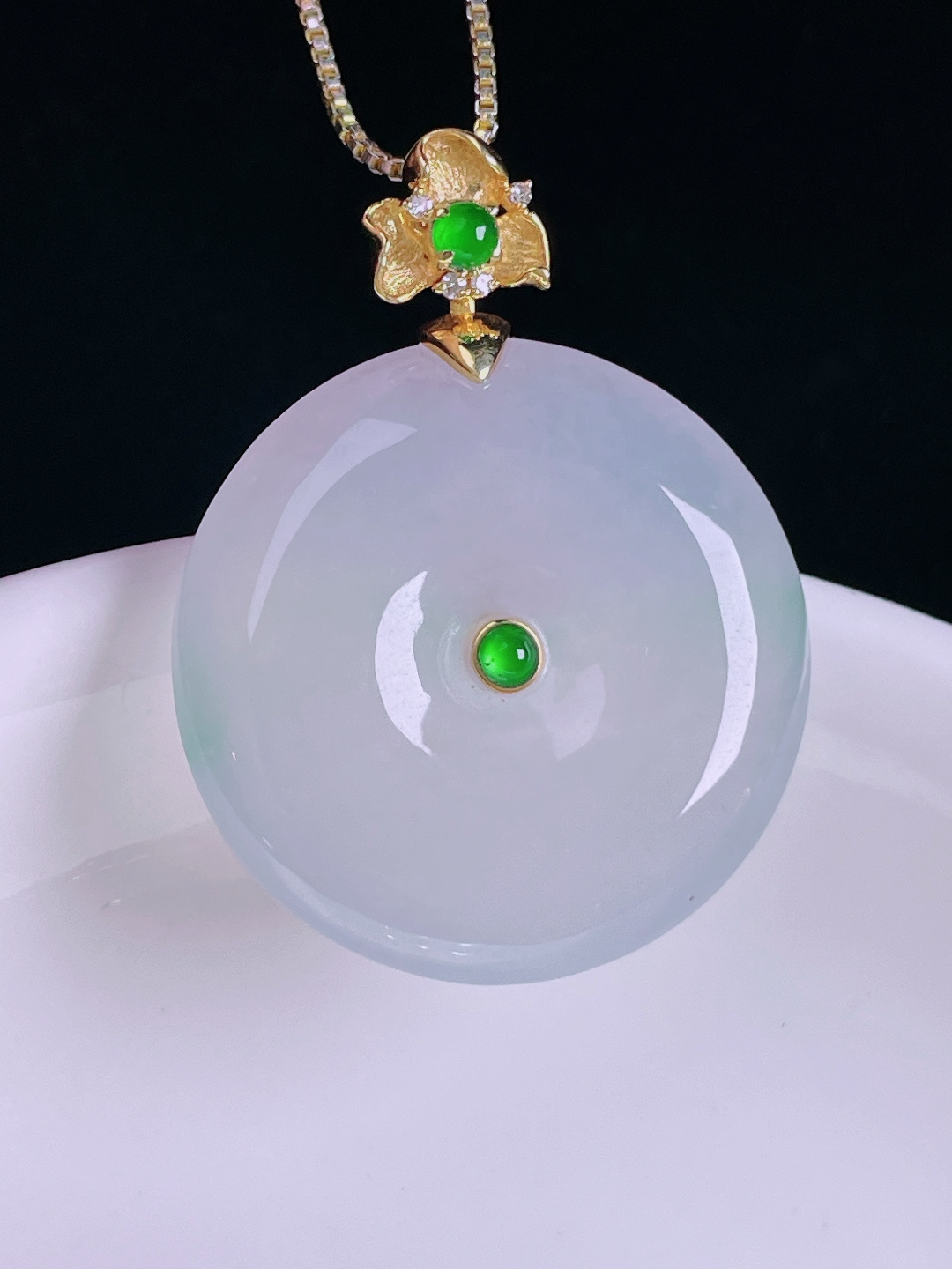 ️冰种平安扣，老种起光，细底通透，尺寸：32.8裸石25/6mm0810