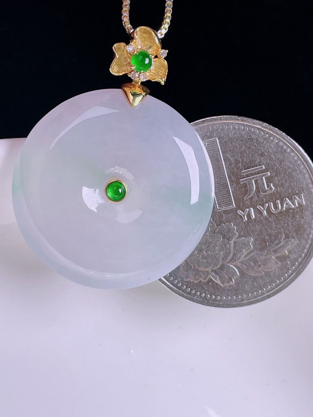 ️冰种平安扣，老种起光，细底通透，尺寸：32.8裸石25/6mm0810
