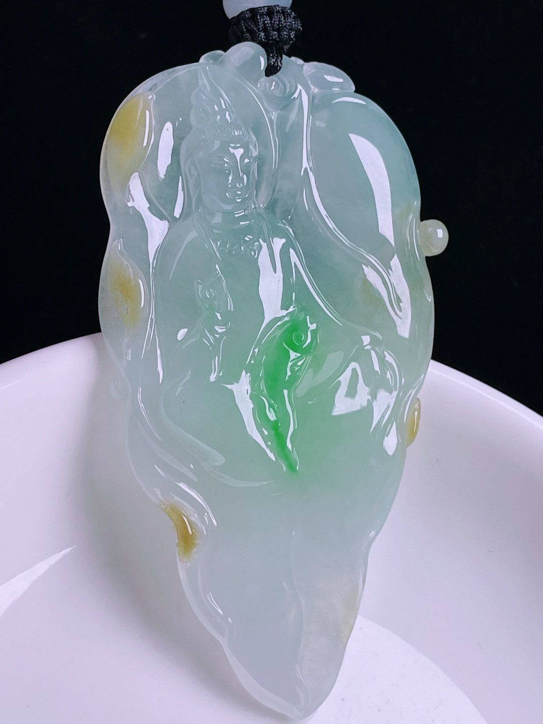 ️飘绿观音，老种起光，细底通透，尺寸：64.5/34.4/6.6mm0810