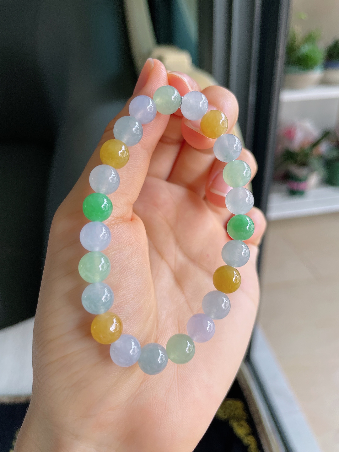实，缅甸天然翡翠A货，冰多宝手串，尺寸：7.8mm。【编4303】