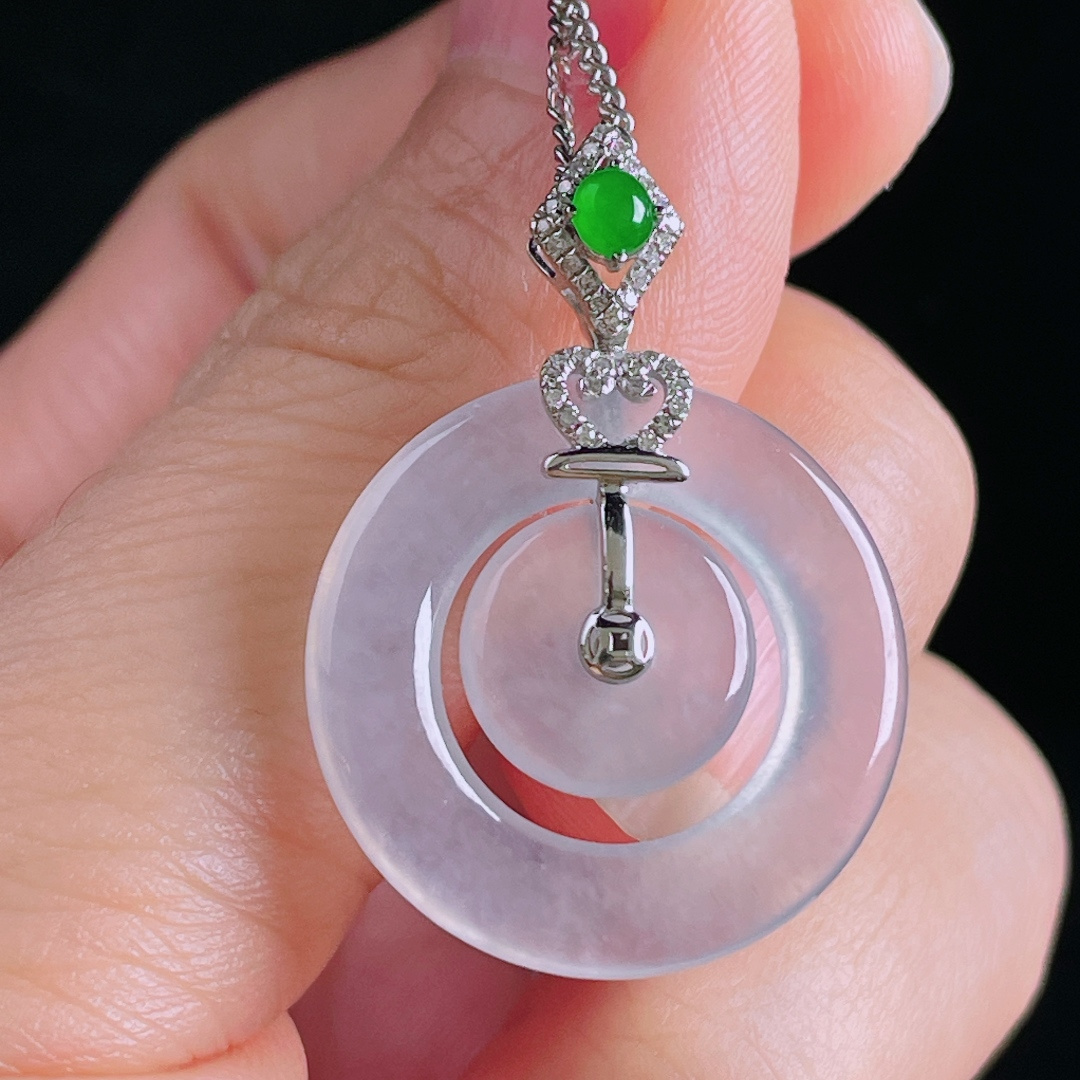 ️高冰母子扣，老种起光，细底通透，尺寸：32.6裸石23/3.4mm0810