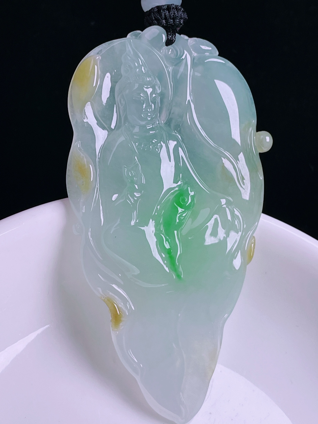️飘绿观音，老种起光，细底通透，尺寸：64.5/34.4/6.6mm0810