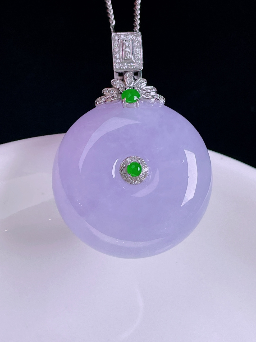 ️平安扣，老种起光，细底通透，尺寸：34.5裸石24.4/12.8mm0810