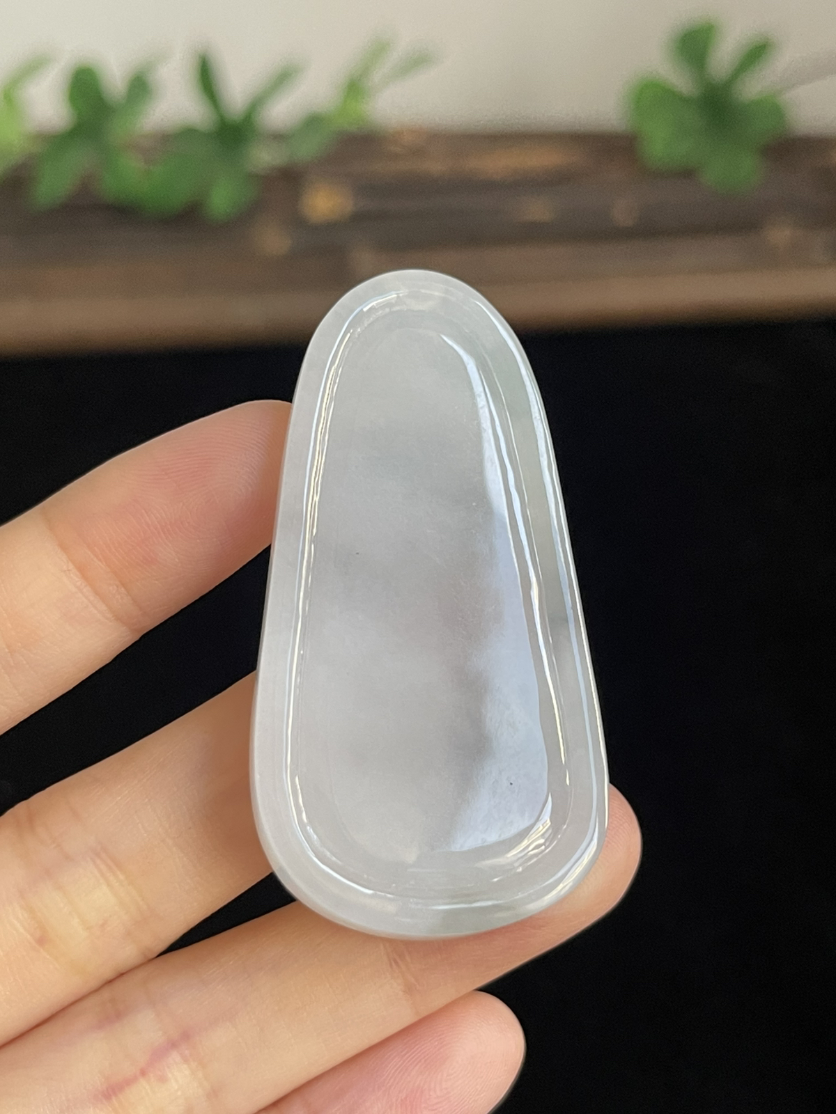 翡翠冰糯种白色山水牌