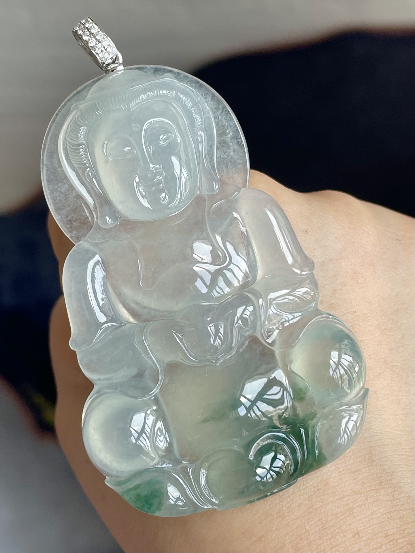 ️高冰飘花观音，无裂，水头足，尺寸70/44.8/8，编号810