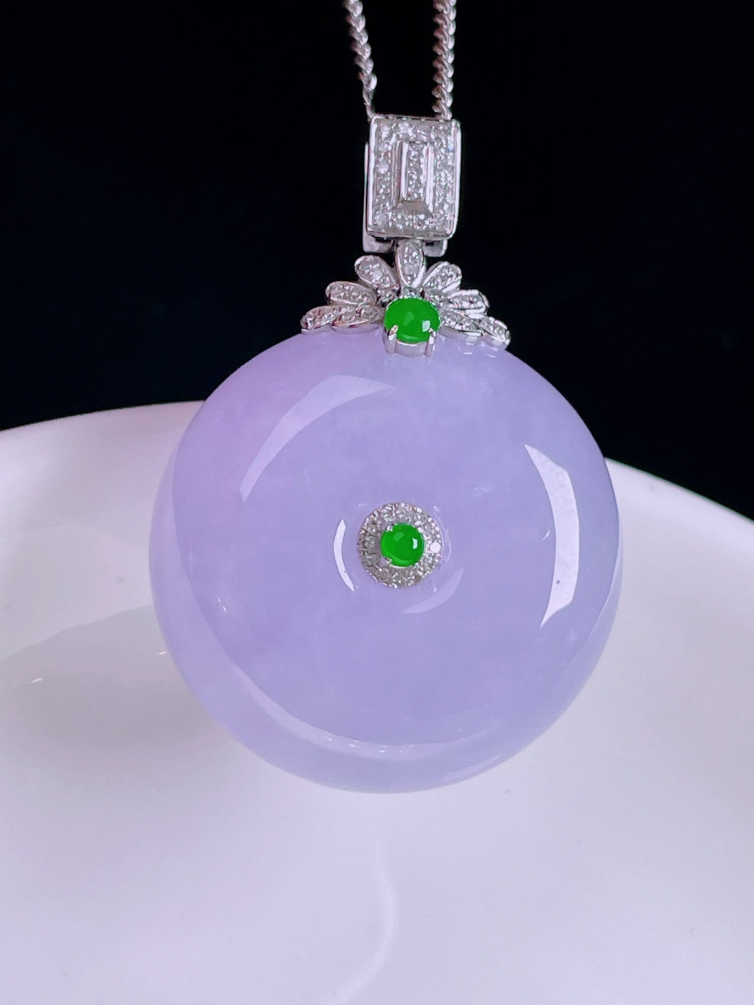 ️平安扣，老种起光，细底通透，尺寸：34.5裸石24.4/12.8mm0810