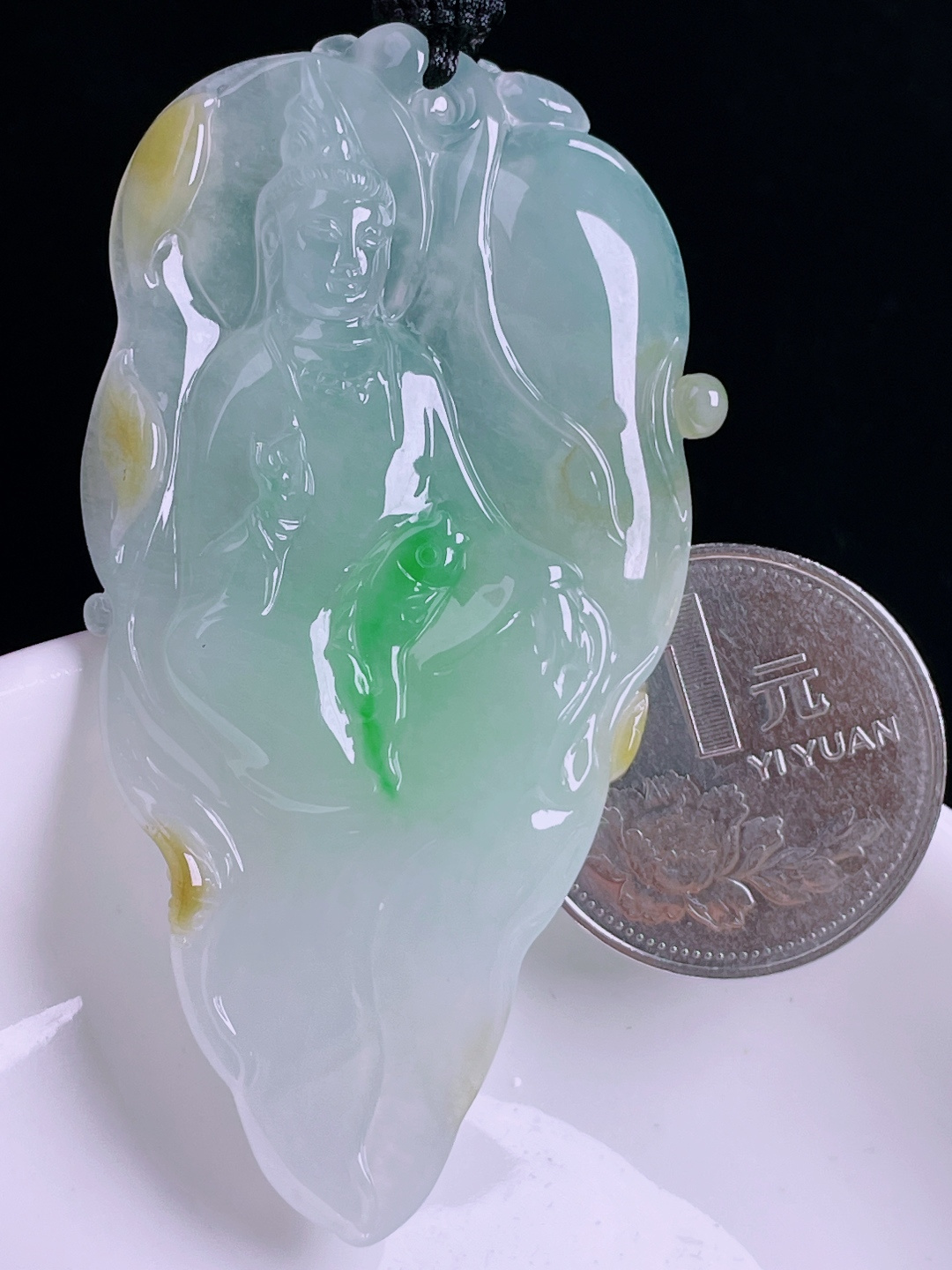 ️飘绿观音，老种起光，细底通透，尺寸：64.5/34.4/6.6mm0810