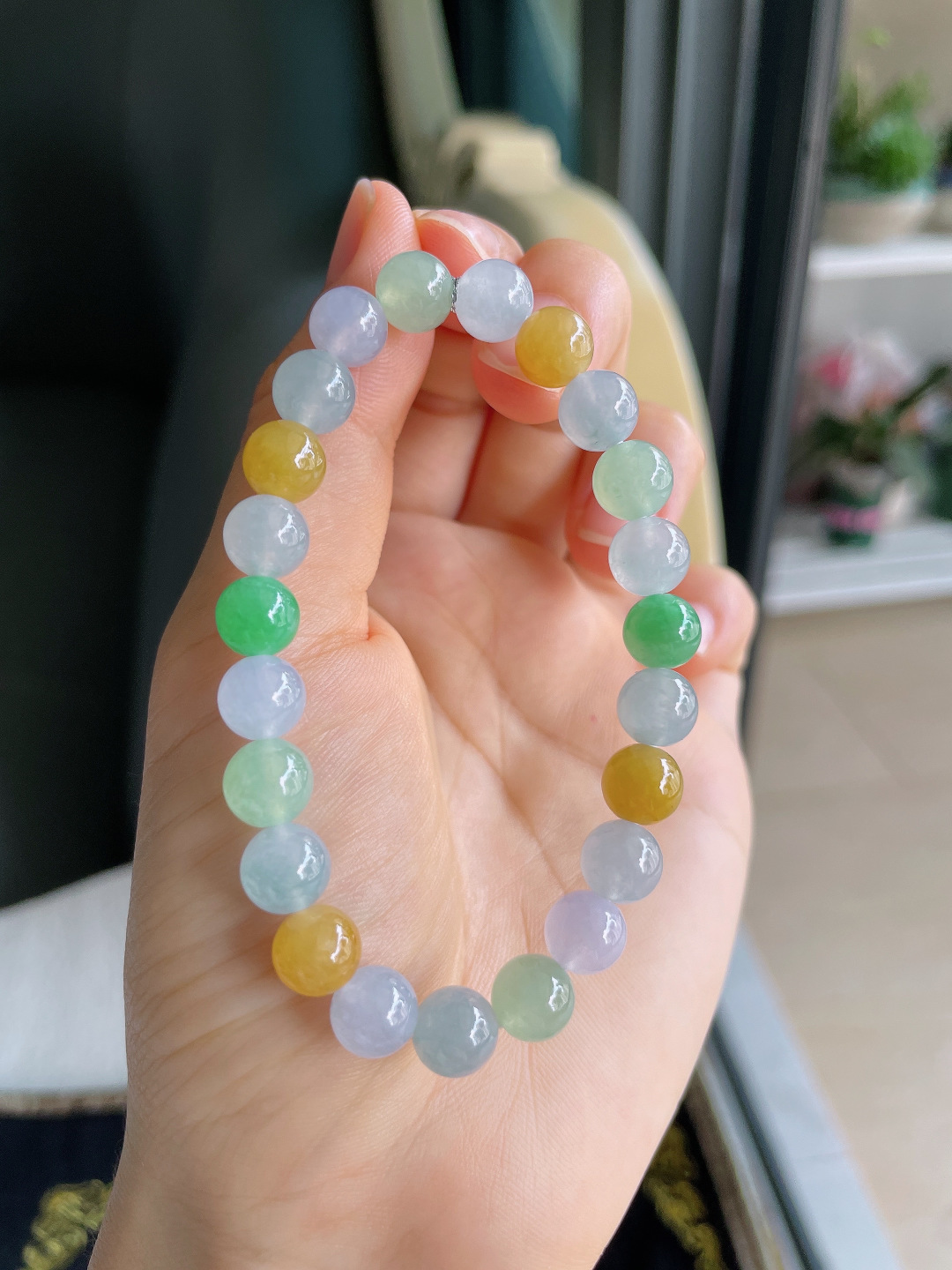 实，缅甸天然翡翠A货，冰多宝手串，尺寸：7.8mm。【编4303】