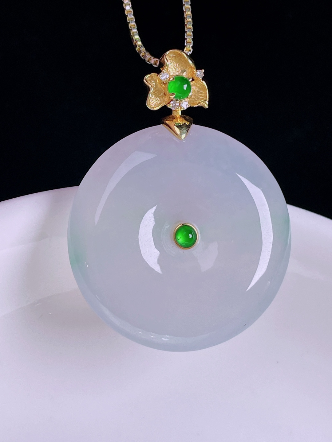 ️冰种平安扣，老种起光，细底通透，尺寸：32.8裸石25/6mm0810
