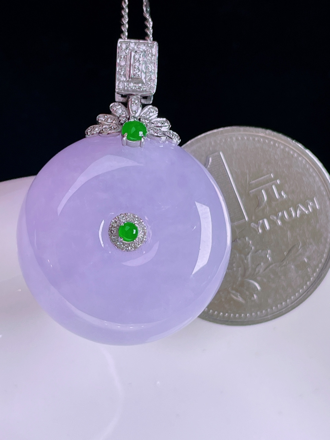 ️平安扣，老种起光，细底通透，尺寸：34.5裸石24.4/12.8mm0810