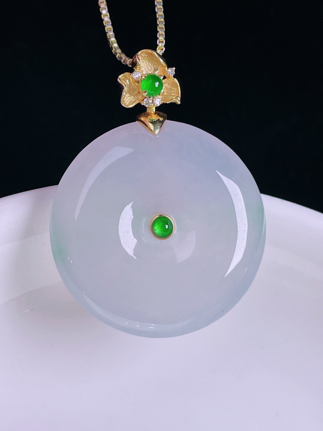 ️冰种平安扣，老种起光，细底通透，尺寸：32.8裸石25/6mm0810