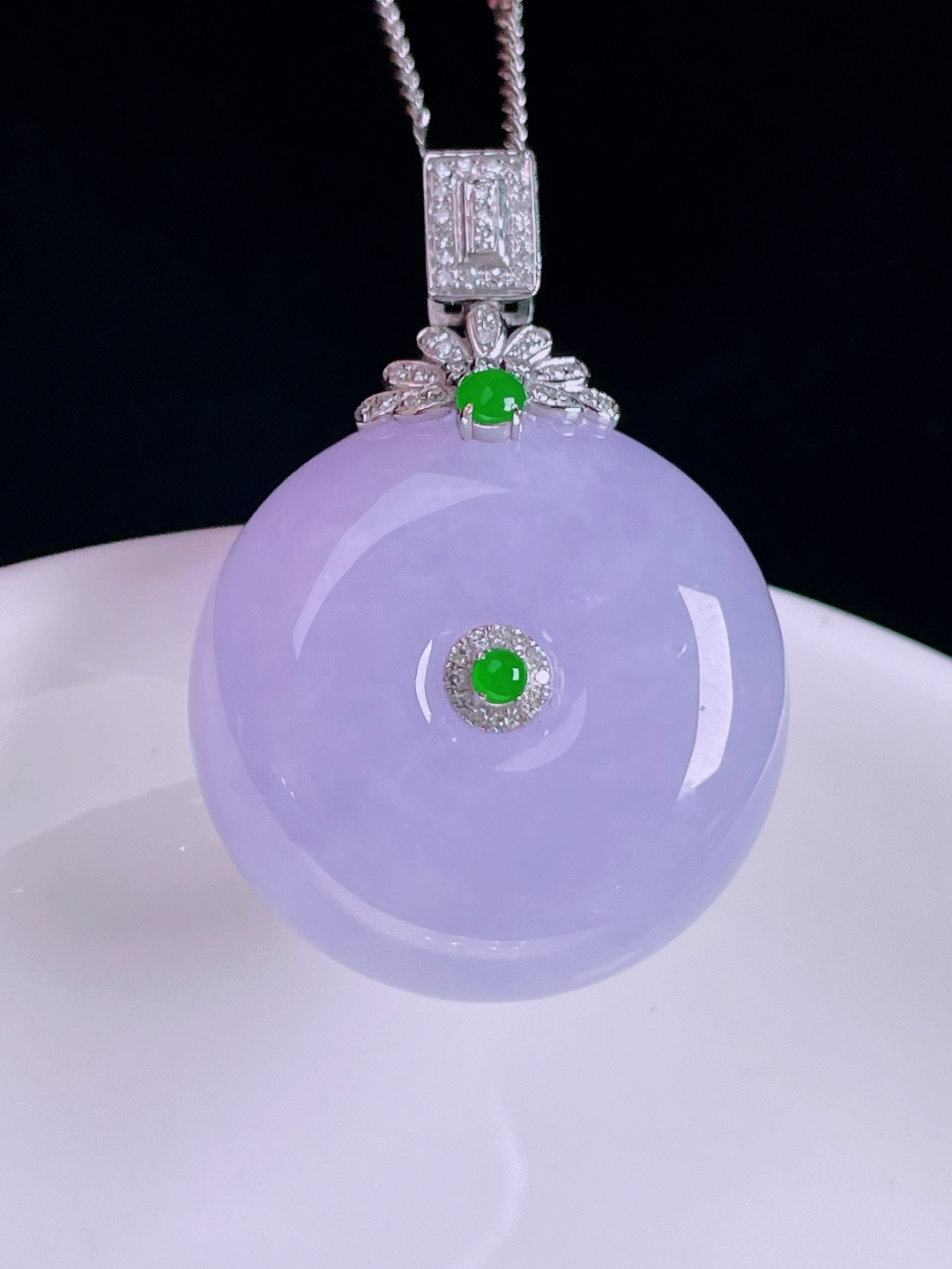 ️平安扣，老种起光，细底通透，尺寸：34.5裸石24.4/12.8mm0810