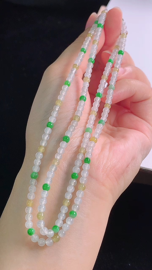 ️三彩项链，尺寸:3.6-3.6mm 8
