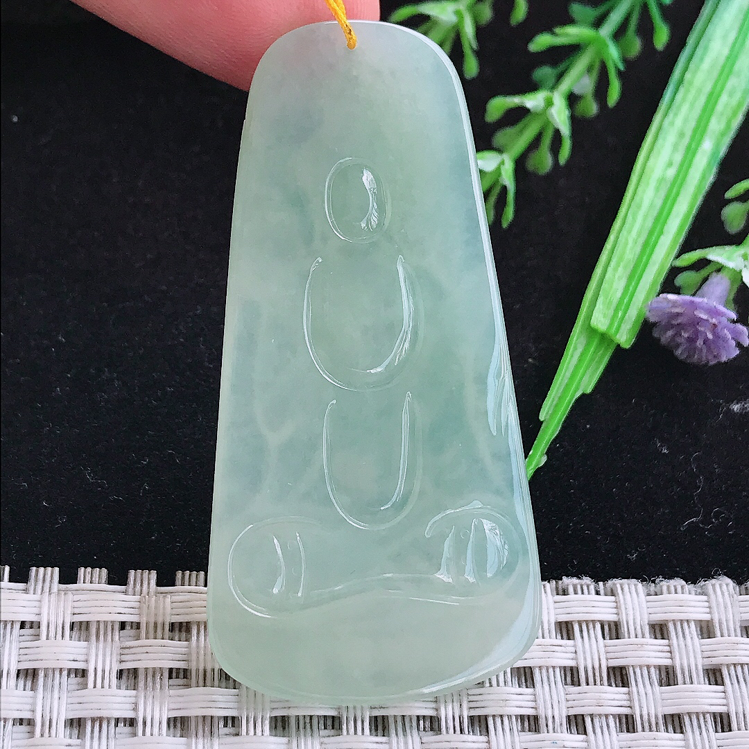 实拍A货翡翠56/28/5老坑冰润冰晴虚空藏菩萨吊坠翡翠玉挂件