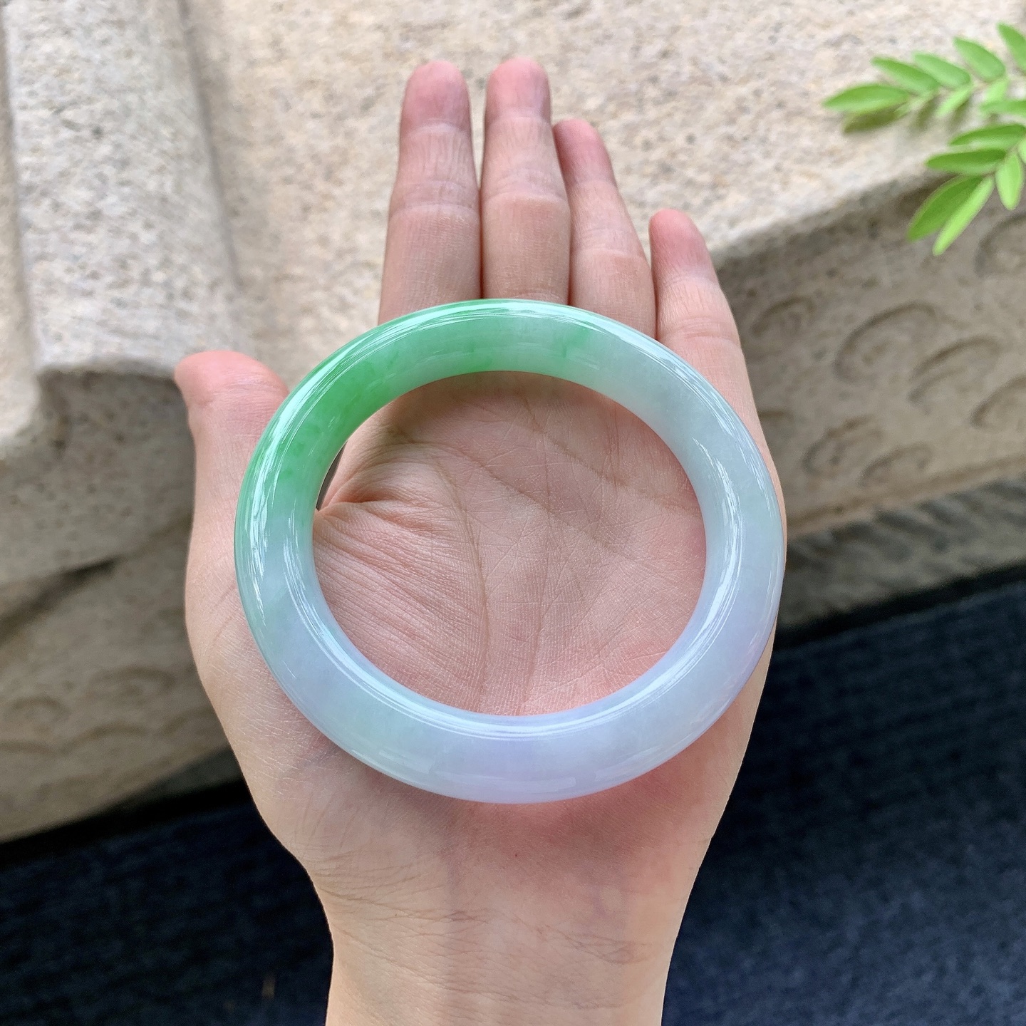 圆条55 56，圈口56/10.4/10.8，编码FL081201，描述春彩，水润，种老，细腻，打灯有棉线