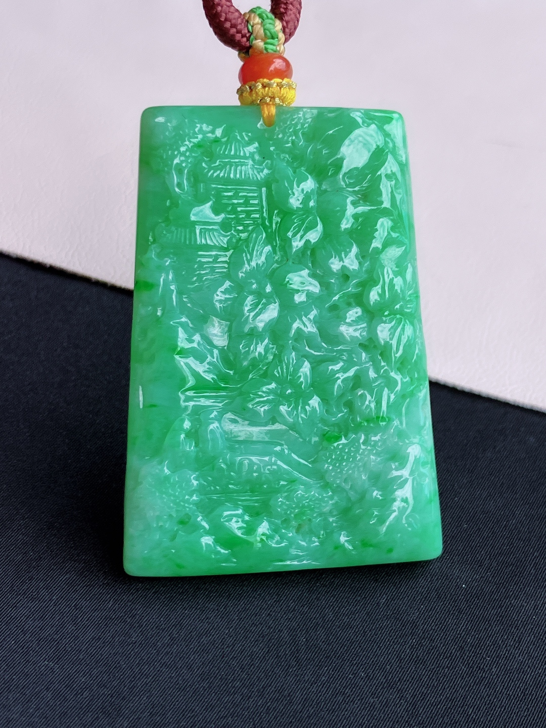 翠绿山水牌，意境美，尺寸52.6/37/6/自然光实拍
