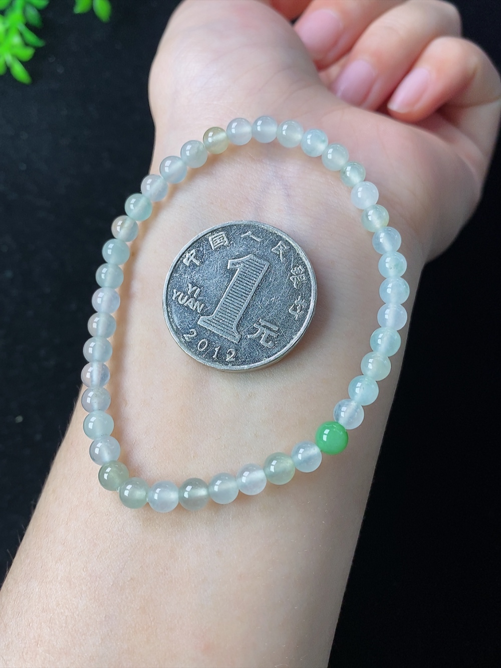 双彩冰玉珠手串，尺寸4.6mm,810xdz