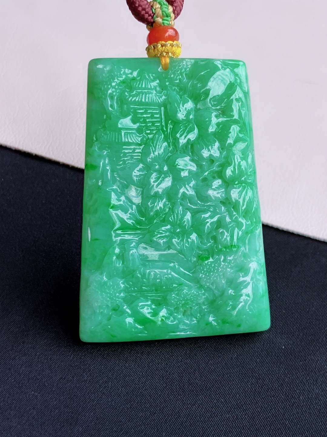 翠绿山水牌，意境美，尺寸52.6/37/6/自然光实拍