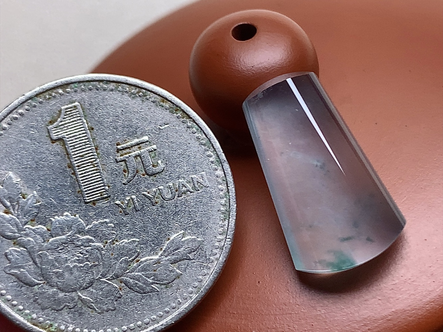 ️ 玻璃种飘花素牌 飘花素雅，冰透感十足，无裂，尺寸18.5*10.4*4