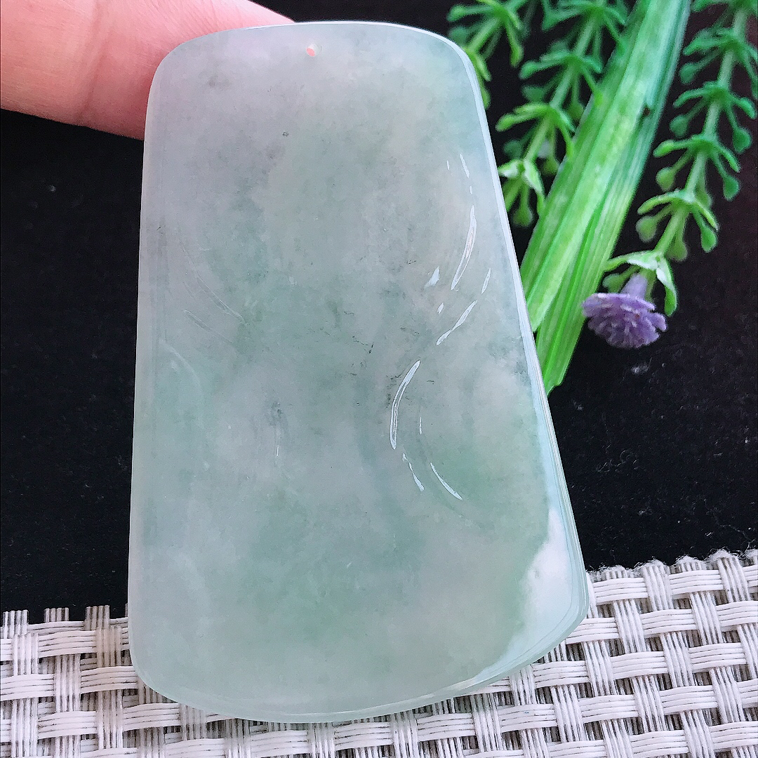 实拍A货翡翠68.5/45.5/5.5老坑冰润起胶晴底千手观音吊坠翡翠玉挂件