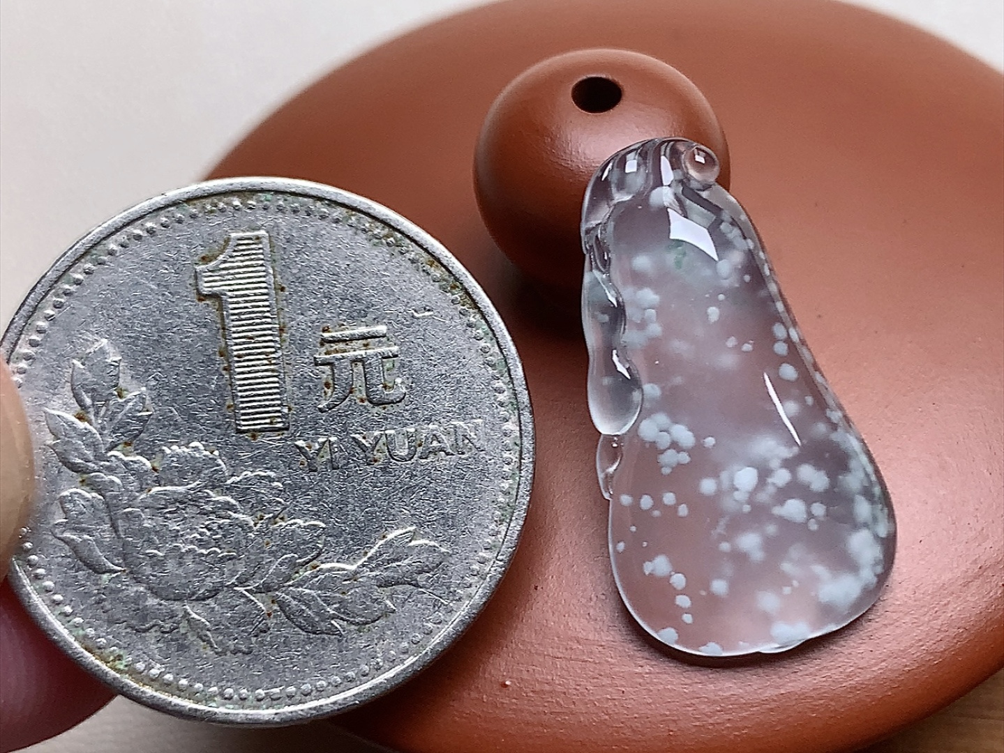 ️ 玻璃种木那福瓜 冰透感十足，意境十足，尺寸24.3*12.8*3.5