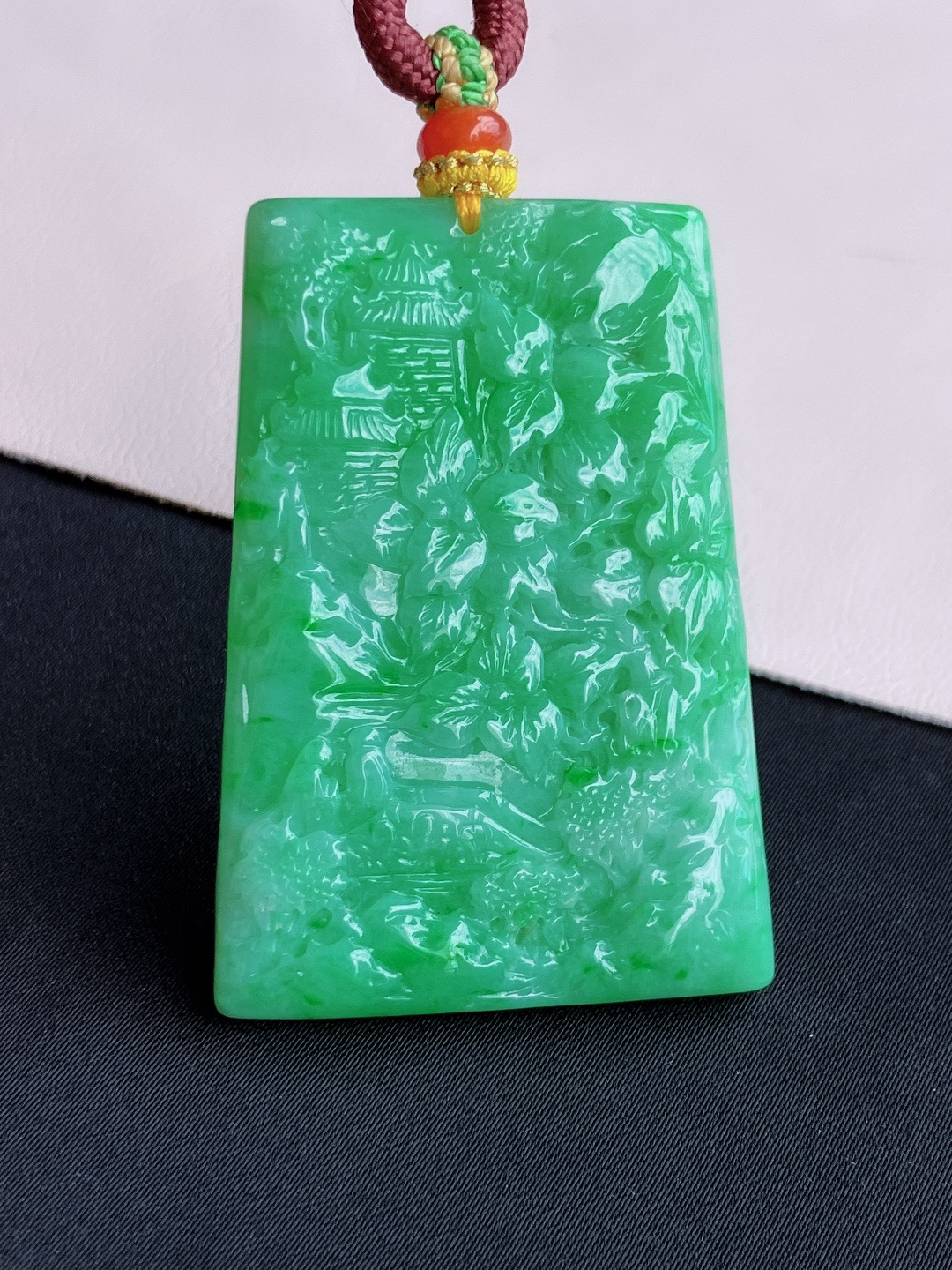 翠绿山水牌，意境美，尺寸52.6/37/6/自然光实拍