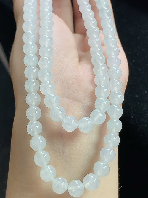 冰种玉珠项链，尺寸6.7mm，100颗，D12dlh