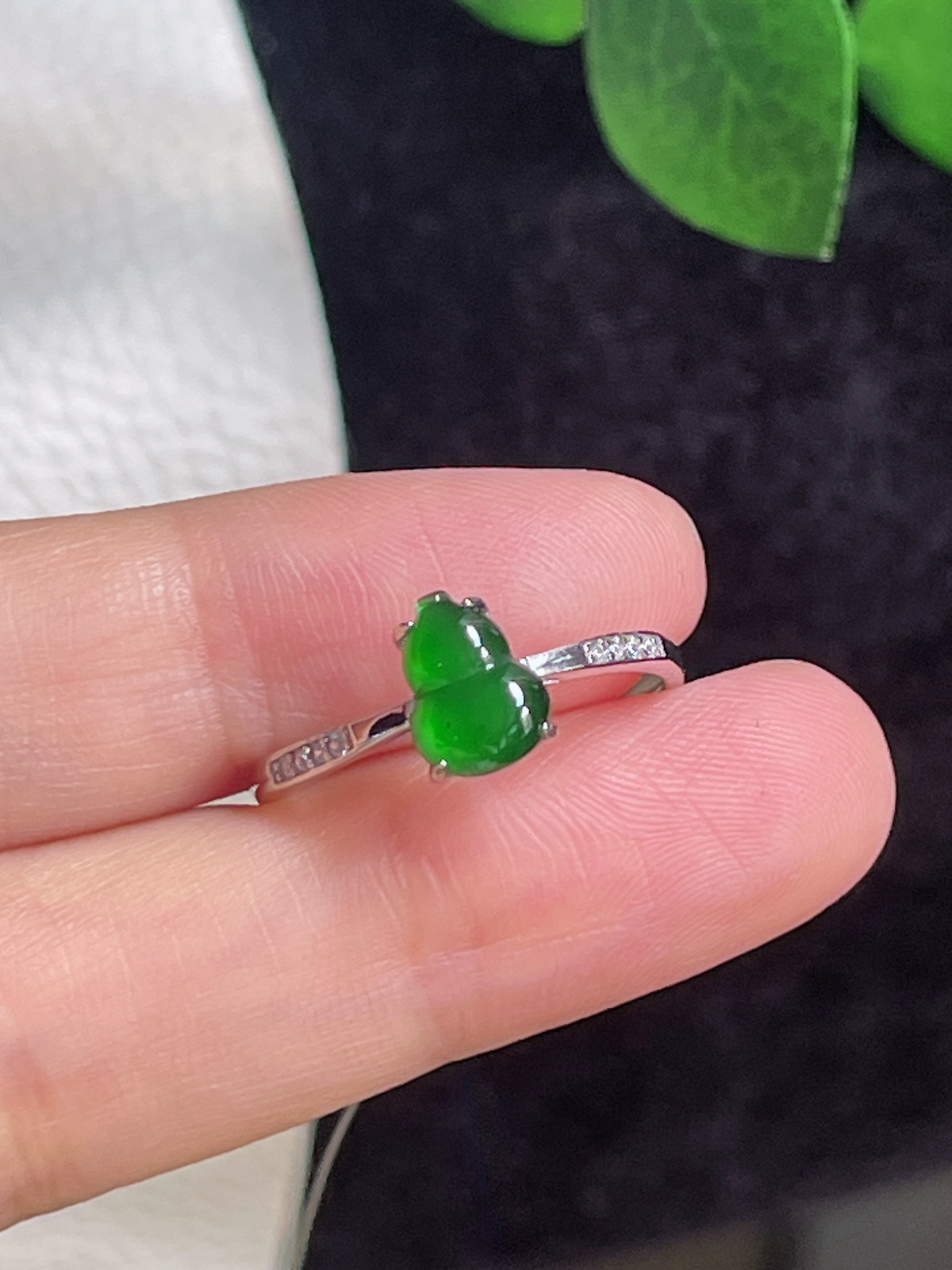 s925银 翡翠葫芦戒指