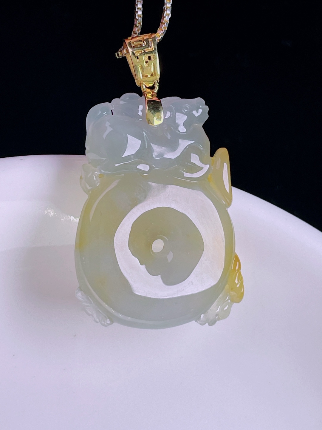 ️冰黄平安扣，老种起光，细底通透，尺寸：35.5裸石28.2/21/5.6mm0812