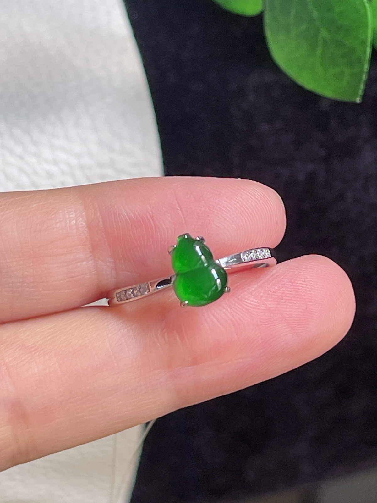 s925银 翡翠葫芦戒指