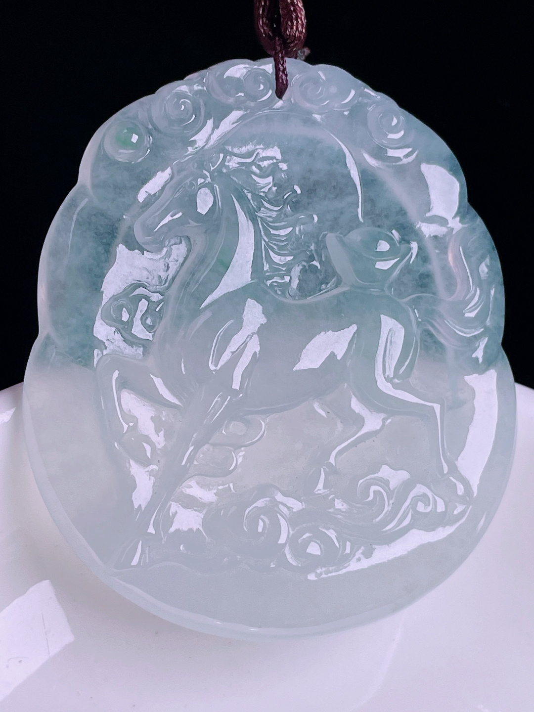 ️冰种马牌生肖马，老种起光，细底通透，尺寸：50.4/43.5/5.5mm0812