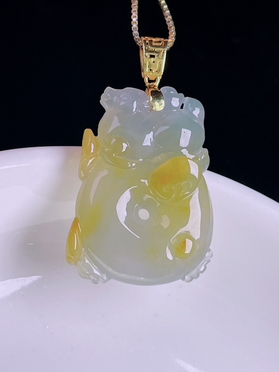 ️冰黄平安扣，老种起光，细底通透，尺寸：35.5裸石28.2/21/5.6mm0812
