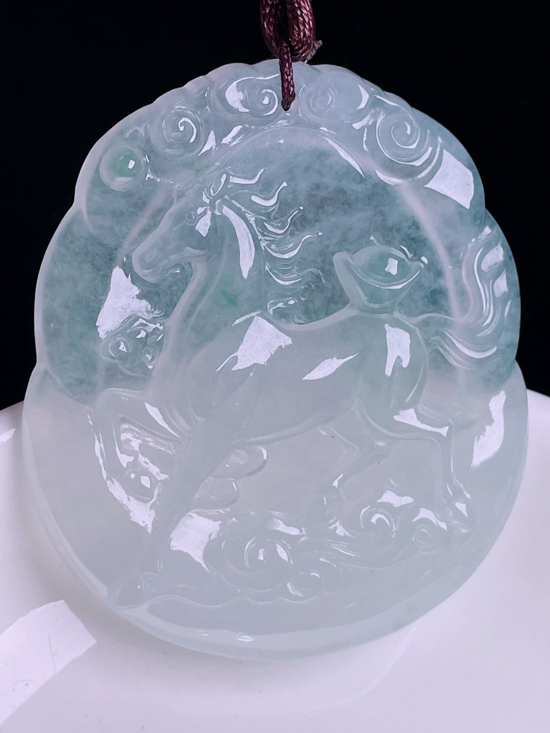 ️冰种马牌生肖马，老种起光，细底通透，尺寸：50.4/43.5/5.5mm0812