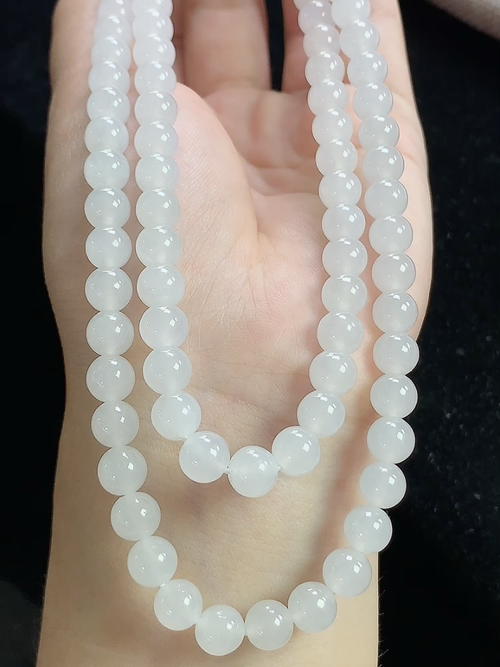冰种玉珠项链，尺寸6.6mm，108颗，D12dlh