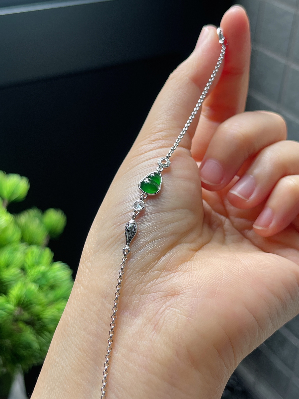 s925银 翡翠葫芦手链