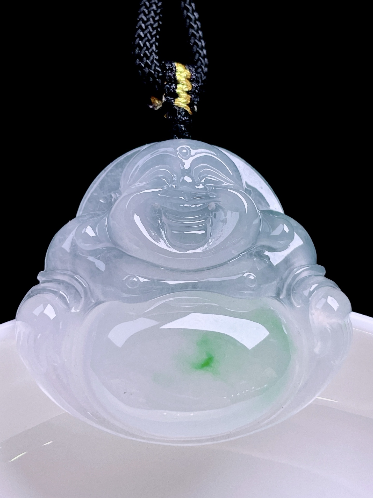 ️ 冰种绿花佛公 花色灵动，油润起光 尺寸：37.3/34.6/7.4
