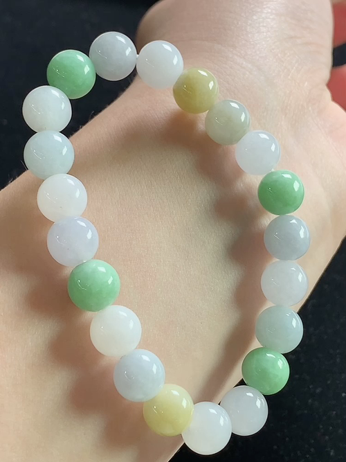 多彩玉珠手串，尺寸9.0mm，D12rzd